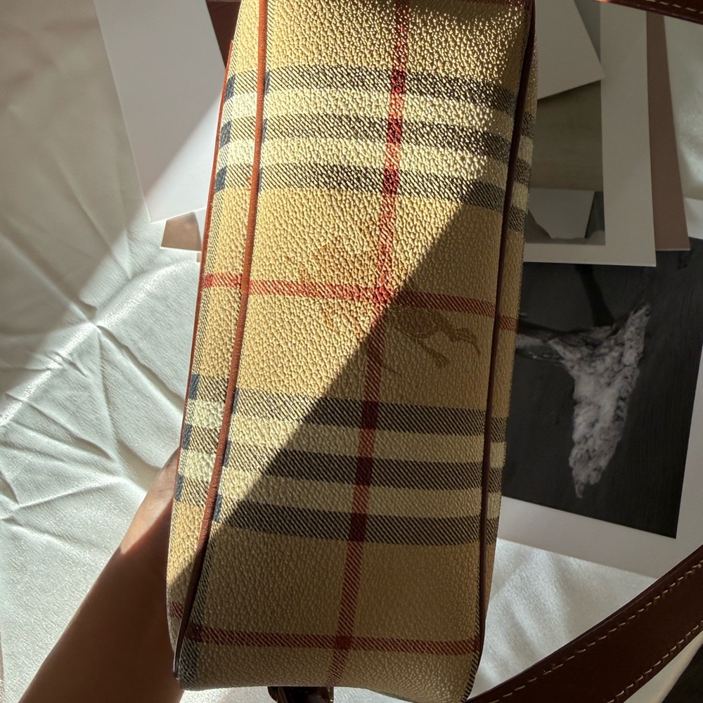 Burberry Beige Check Crossbody Bag with Brown Trim - Picture 5 of 13